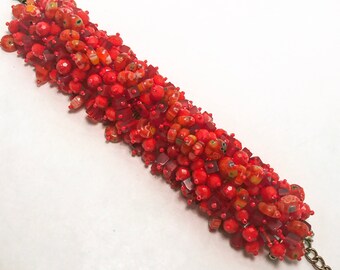 Red Cluster Bracelet