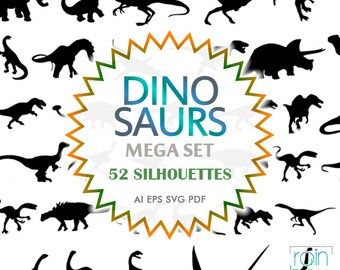 Dinosaur Svg Files, Dino Svg, Dinosaur Clipart, Dinosaur Decal, Reptile Decor, Svg Silhouette, Svg File For Cricut, Silhouette Cameo Files