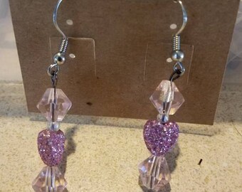Pink and purple drop earrings