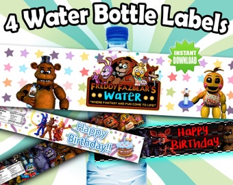 4 Five Nights at Freddy's FNAF Printable Water Labels!