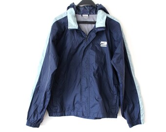 Vintage Nike Windbreaker 90's Nike Sport Jacket Blue Nike Sweater With Hood Hip Hop Streetwear Nike Track Jacket Waterproof Nike Hoodie