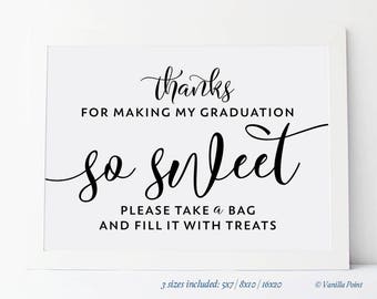 Graduation Thank You Sign, Printable Graduation Favor Sign, Graduation Thank You Favors, Graduation Treat Bags, Graduation Favor Bags Sign