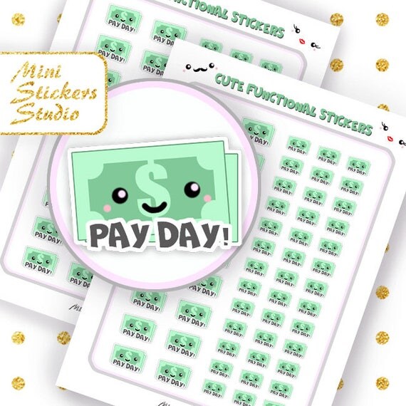 Cute Pay Day Planner Stickers Printable MAMBI Happy Planner
