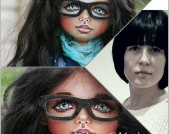 Textile doll brunette textile doll and interior doll fabric doll portrait doll cloth textile doll текстильная кукла selfy doll portrait doll