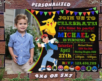 Pokemon Invitation, Pokemon Birthday Invitation, Pokemon Birthday Card Pikachu, Pokemon Birthday Card, Pokemon Party, Pokemon GO Invitation