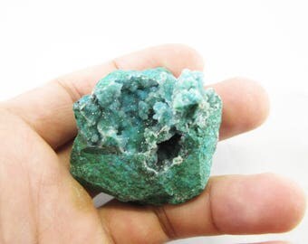1.8" Chrysocolla & Quartz Druzy Geode- 50g - Peru. Beautiful natural blue green drusy crystals. Mineral Specimen. M31508