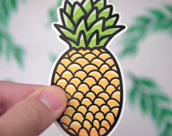 Awesome Pineapple Sticker - Pineapple Hawaii Vacation Stickers - Fruit Stickers - Hand Drawn Stickers - Vinyl Pineapple Stickers - S7