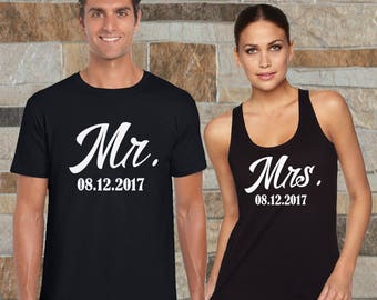 Mr Mrs Shirts, Mr and Mrs Shirt, Mrs Tank,bridal shirts,just Married Shirts,husband wife shirts,Mr Mrs Honeymoon shirts,Hubby Wifey Shirts