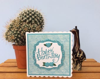 Blue happy birthday card