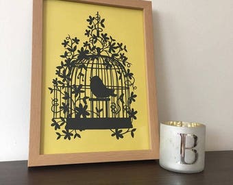 Birdcage Papercut Unframed Wedding Gift