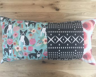 Boston Terriers & Roses Pillow
