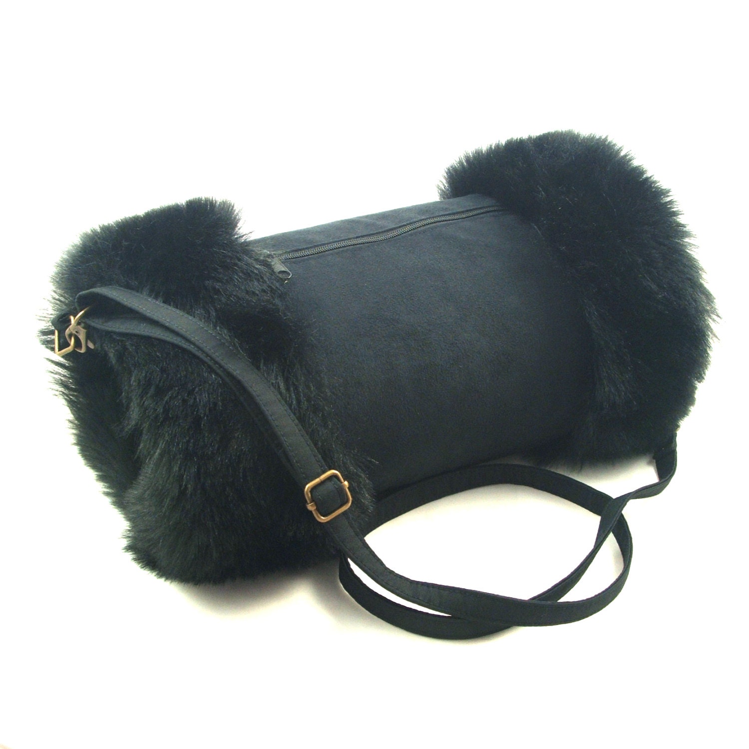 Hand muff warmer with zipper pocket vintage style muff