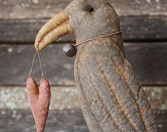 Primitive Folk Art Crow heart Make Do E-PATTERN