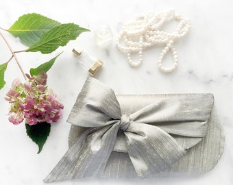 Neutral Bridesmaid Clutch. Silver Wedding Clutch. Bridal Clutch. Monogram Clutch. Personalized Purse. Silk Clutch Purse. Nude Clutch.