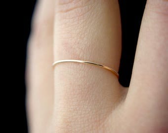 Ultra Thin Gold Stacking ring, hammered stacking ring, 14k gold fill stacking ring, 14k gold fill stackable ring, delicate gold ring