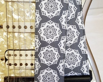 gray boho medalions hipster guitar strap