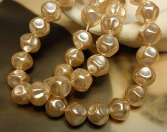Vintage 12mm Baroque Glass Pearl Bead Strand 30 beads