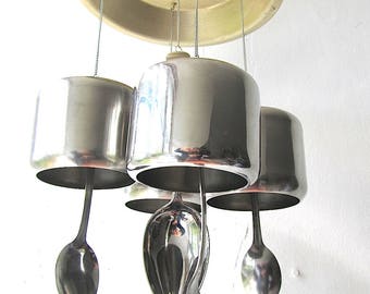 Sugarbowl Bells, Upcycled Garden Wind Chime, Ecocycling Kitchen Mobile, Garden Decor, Patio Chime, Outdoor Metal Windchimes