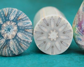 HALF PRICE SALE Large Translucent and White Polymer Clay Circle Cane (22ee)