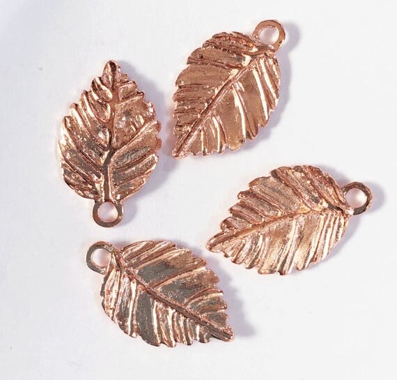 10 pcs of Rose gold plated leaf pendant leaf charm leaf