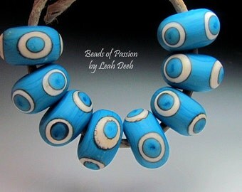Handmade Artisan Glass Lampwork SRA Beads of Passion - 8pc Fun Turquoise Rounds