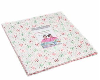 SALE 10 inch squares Layer Cake - RED DoT GREEN DaSH Moda Fabric by Me & My Sister Designs