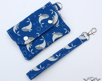 Wallet Wristlet Clutch SMALL Dancing Whales