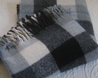 plaid Throw . tartan blanket . plaid blanket . vintage tartan plaid . grey and blue plaid blanket