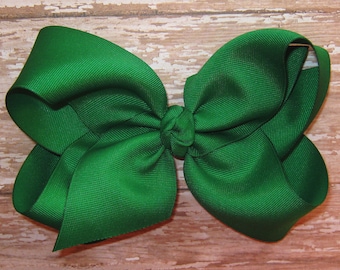 X-Large KING Size Grosgrain Hair Bow in Emerald Green Big Girls Boutique Style Hairbow