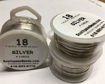 18 gauge Non Tarnish Silver Plated Copper Craft Wire 4 yards Made in USA