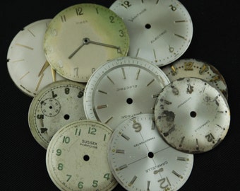 Vintage Antique Watch Dials Steampunk Faces Parts Altered Art Industrial O 50