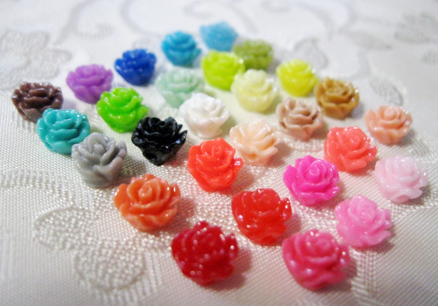 Tiny Drilled Resin Rose Flower Beads with Hole Choose your