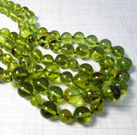 Rare Natural Green Amber Beads Round 8mm 10mm 12mm by extremebeads