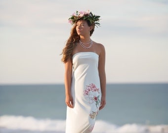 Strapless Hawaiian Beach Wedding Dress