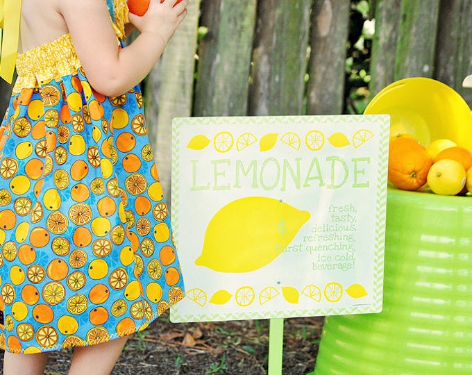 Girls Summer Clothes - Beach Style - Toddler Dress - Fourth of July - Tropical - Lemonade - Handmade in Sizes 3 months to 5 years