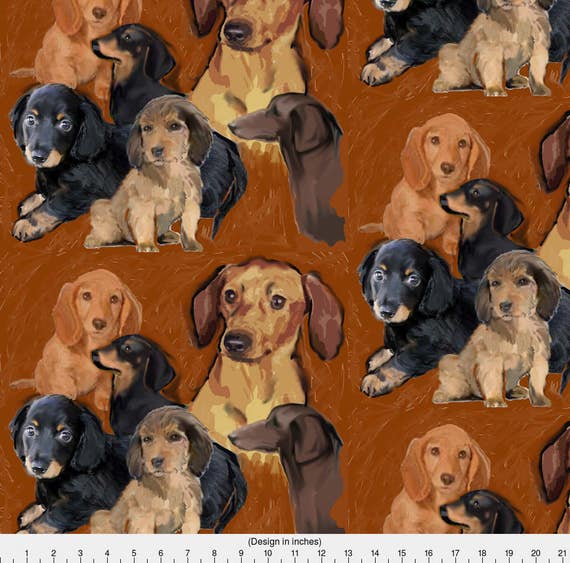 Dachshund Puppy Fabric Dachshund Mural By Dogdaze