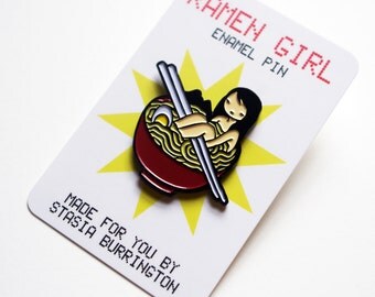 Ramen Girl enamel pin - ultra cute Japanese Food Lover