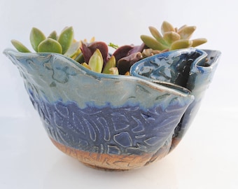 ceramic planter pot garden plant bowl window garden wavy planter