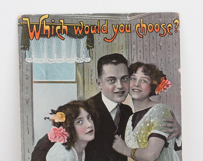 Which Would You Choose Humorous Postcard Antique RPP 1916