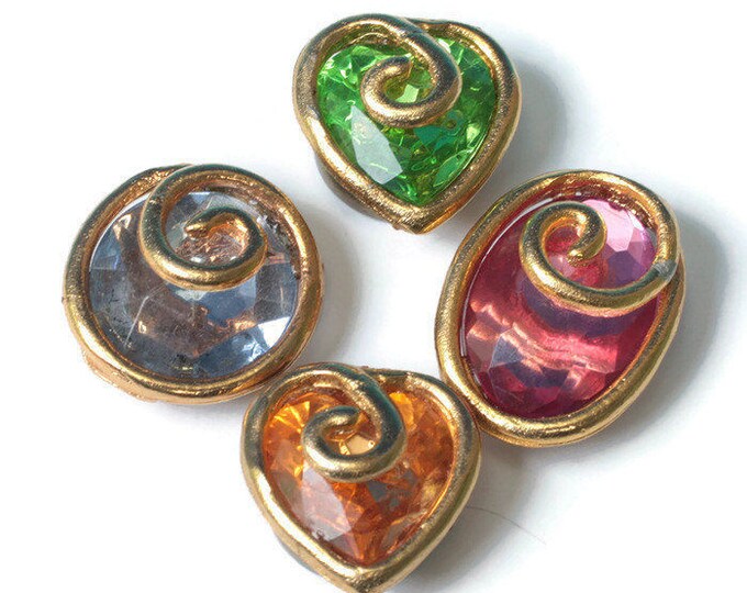 Four NONY Button Covers Multicolor Hearts Oval Round