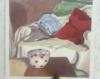 Red dots- original watercolor painting.