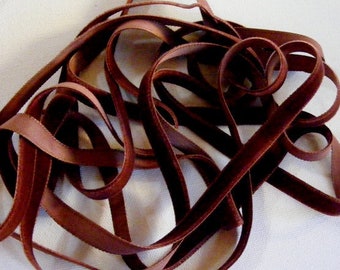 Vintage French 1920's Velvet Ribbon 5/16 Inch Gorgeous Chestnut Brown