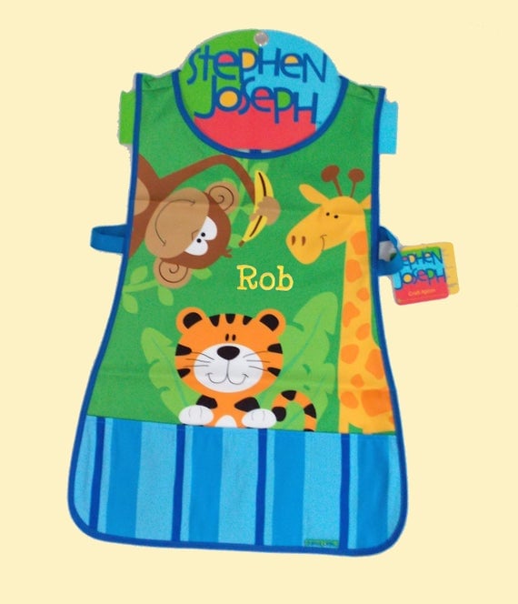 Personalized Stephen Joseph -Craft Apron ZOO Themed-Art Craft Smock Apron-Monogramming Included