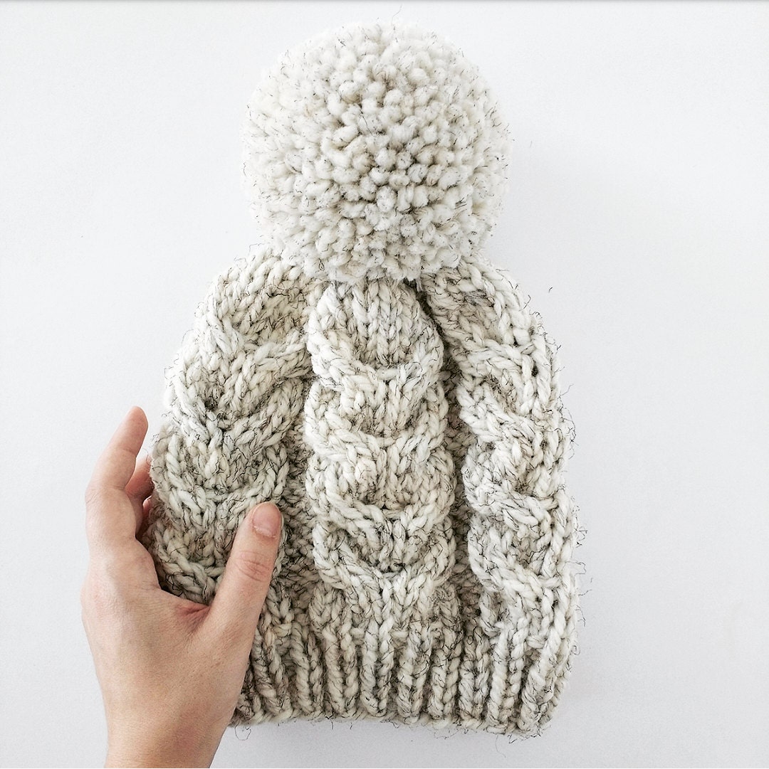 Chunky cabled hat in wheat