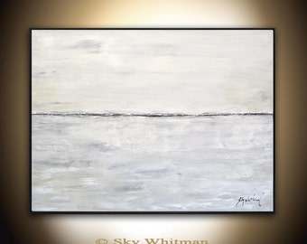 Large Original Landscape Painting Modern Contemporary Art 30 x 40 Gray Taupe Abstract Painting Acrylic by Sky Whitman