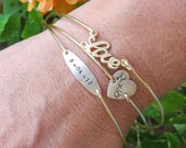 Wedding Jewelry for Bride Gift for Bride from Mom Sister Best Friend Bridesmaid Maid of Honor Mother in Law Personalized Bridal Bracelet Set