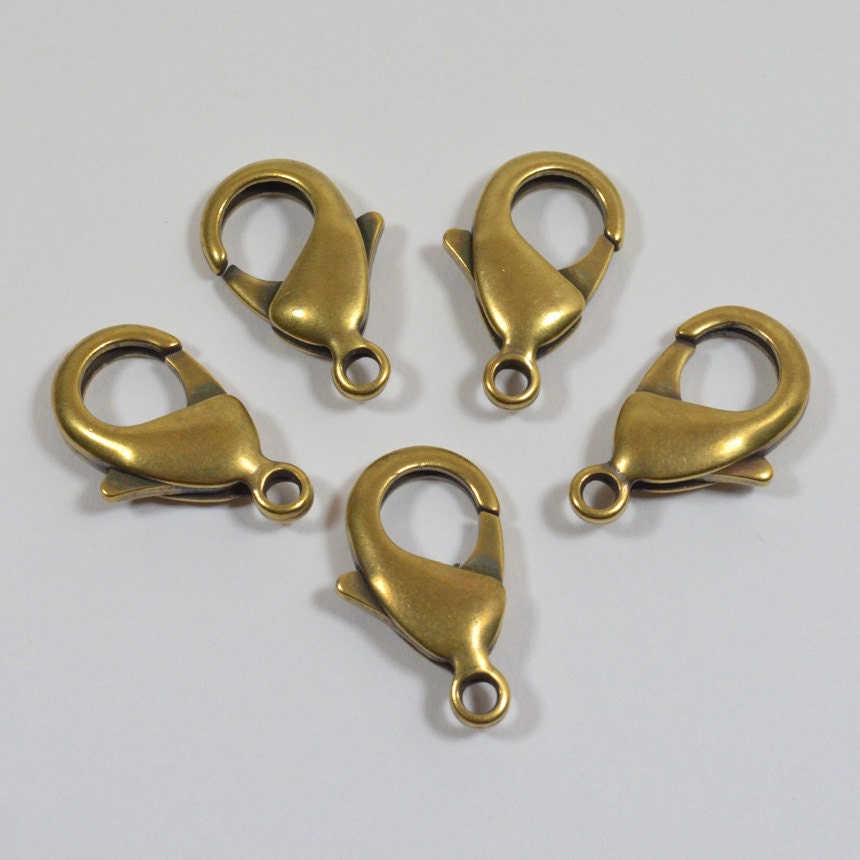 Large 23mm x 13mm Lobster Clasps Antique Brass Choose Your