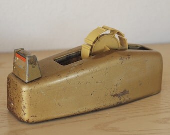 Vintage Scotch Heavy Duty Industrial Tape Dispenser Gold C-23 Steampunk- Patina