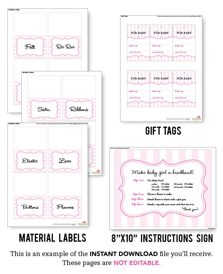 INSTANT DOWNLOAD Baby Shower Headbands for Baby