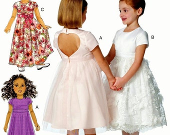 Flower Girl Dress Pattern, Girls' Heart-Back Dress Pattern, Girls' Dress Pattern,Butterick Sewing Pattern 6445
